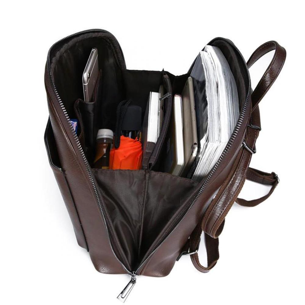 Saskia - Sac à dos classique avec double ouverture zippée