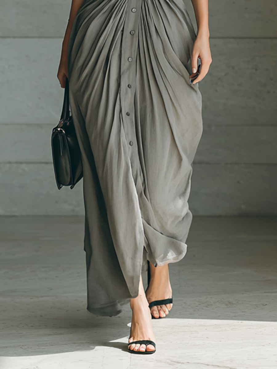 Susana | Robe longue à col à revers et manches longues