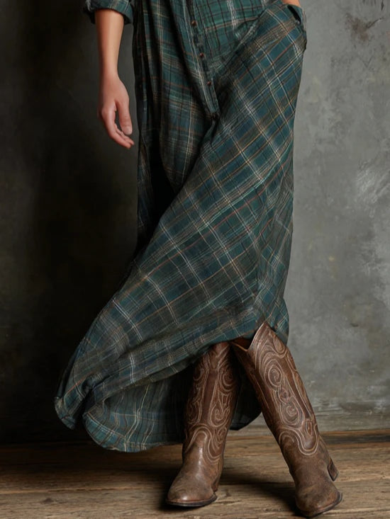 Mari Carmen | Long green checkered dress