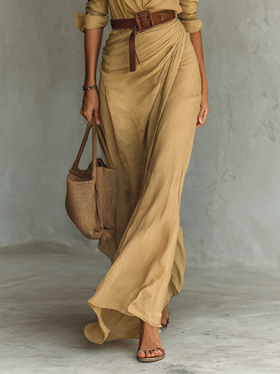 Nuria | Robe longue maxi à col inversé