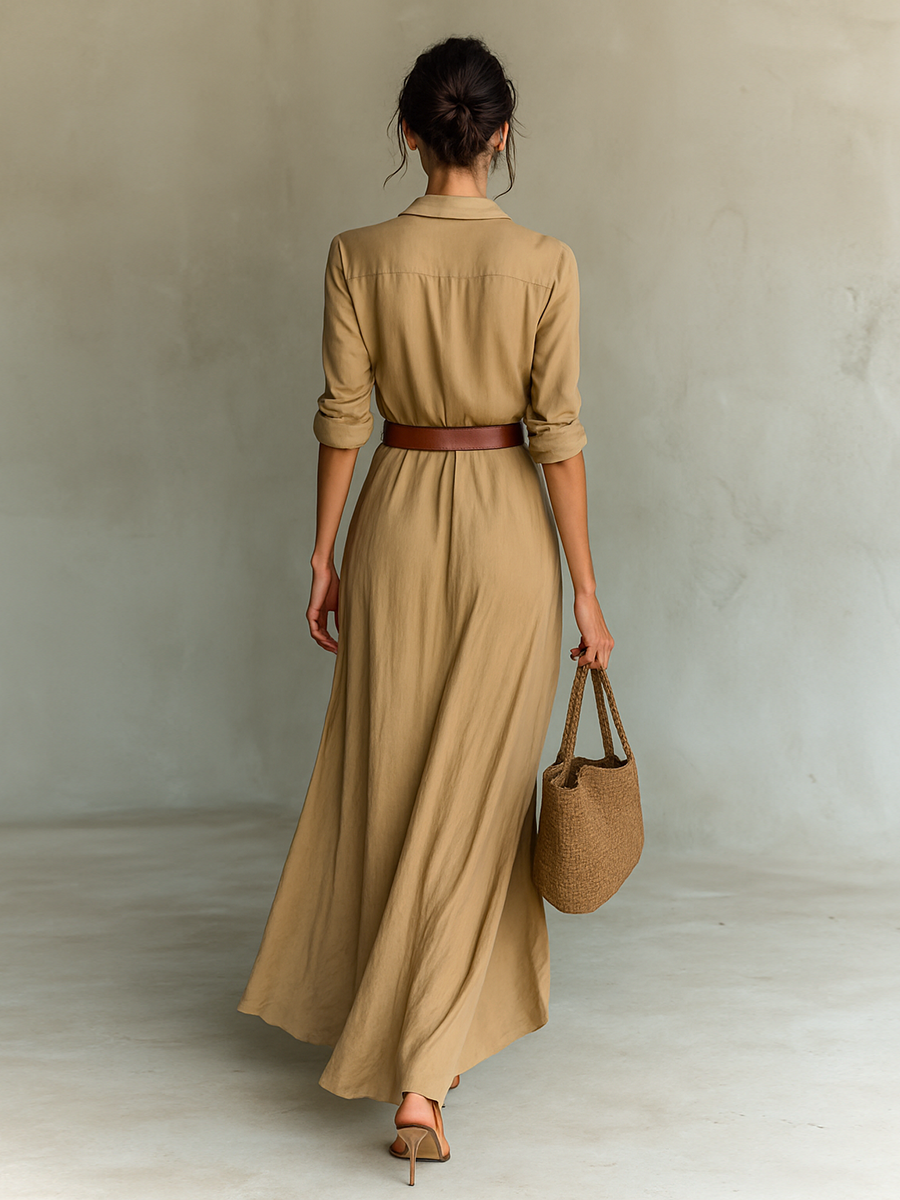 Nuria | Robe longue maxi à col inversé
